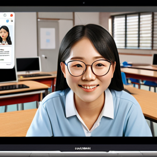 Home 11 **
A vibrant online learning platform interface. A friendly Korean teacher avatar guides diverse students through a lesson. Focus on the accessibility and modern design aspects of e-learning. Use warm, inviting colors and highlight interaction features like chat and video conferencing.
**