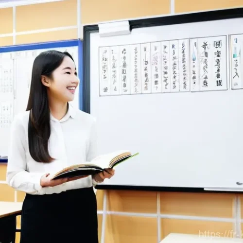 한국어교원 강의 준비 방법 - **Prompt:** A vibrant and well-lit modern classroom in a French city. A passionate French-speaking f...
