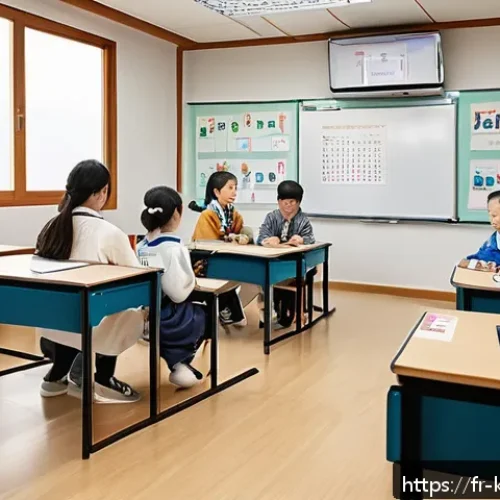 한국어교원 초보 강사 꿀팁 - A bright and welcoming classroom setting designed for teaching the Korean language to French-speakin...