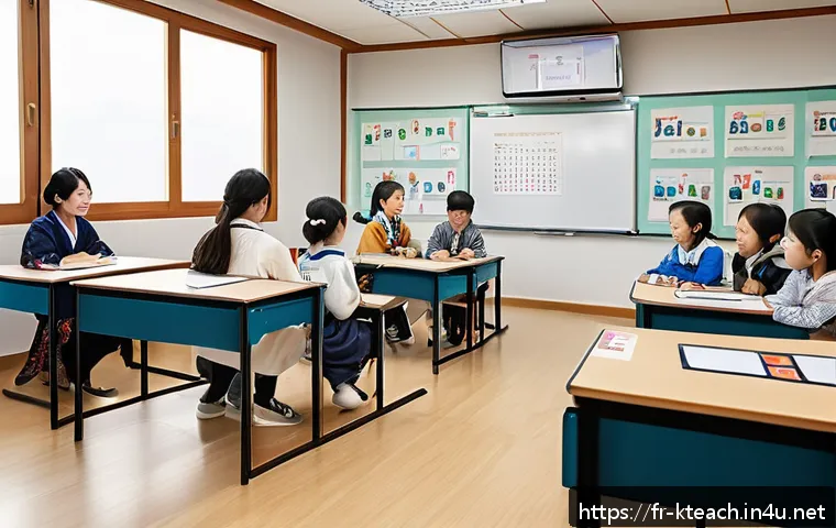 한국어교원 초보 강사 꿀팁 - A bright and welcoming classroom setting designed for teaching the Korean language to French-speakin...